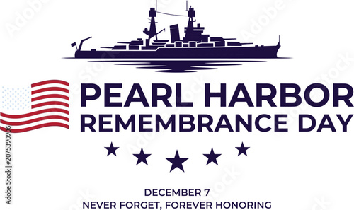 Foto A commemorative graphic for Pearl Harbor Remembrance Day featuring a navy battle