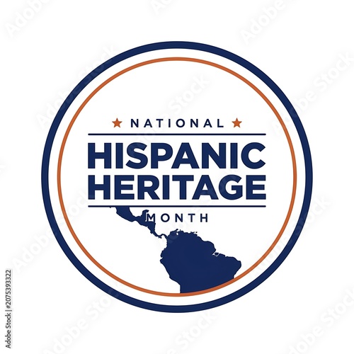 National Hispanic Heritage Month with map of Latin America badge