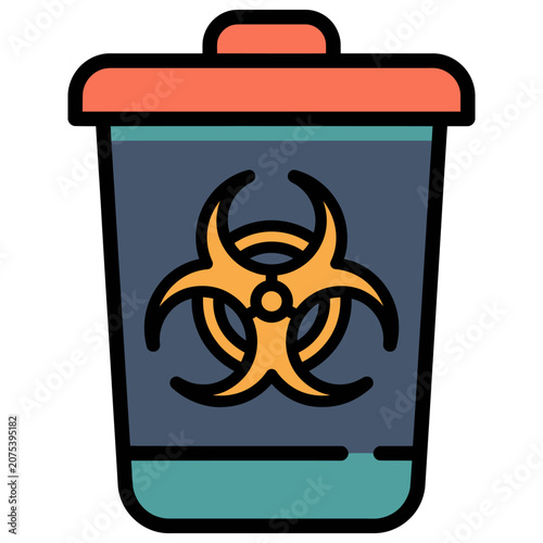 Biohazard Medical Waste Bin Trash Icon for Hospital Safety