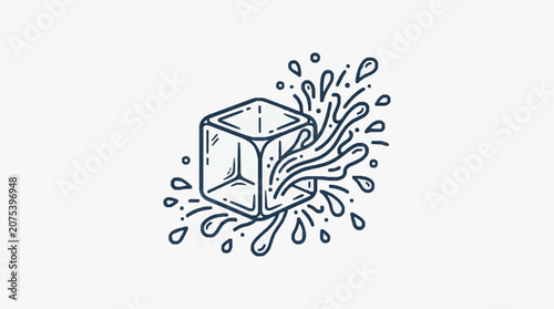 фотографія Ice cube with splashing water illustration.