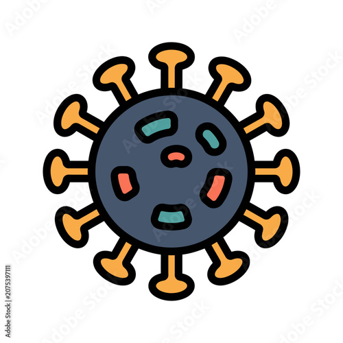 Virus Microbe Bacteria Cell Disease Icon for Infection Control