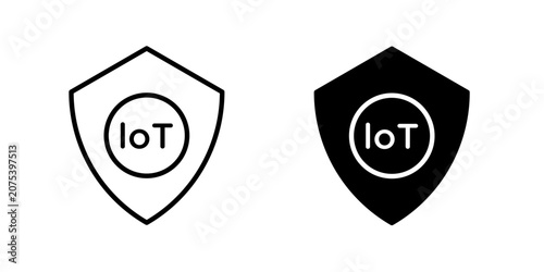loT Shield Iconfor connected device protection smart network security and cyber defense use in UI UX websites apps and systems Vector illustration with stroke and fill on a white background.