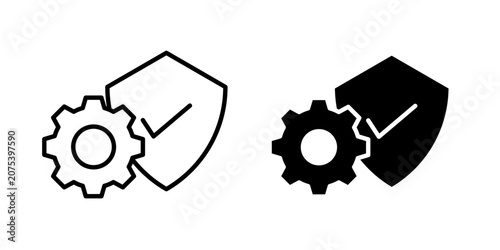Protected System Icon for secure computing cyber defense and system protection use in UI UX websites apps and systems Vector illustration with stroke and fill on a white background.