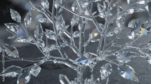 Majestic Growth of a Crystal Bonsai Tree on Dark Slate