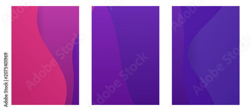 Vertical abstract panels with purple, pink, and blue fluid gradients. Contemporary organic shapes for mobile app backgrounds, social media stories, and creative posters.