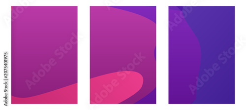 Three vertical panels featuring magenta and pink abstract wavy patterns. Dynamic fluid designs suitable for modern social media templates and digital marketing backgrounds.