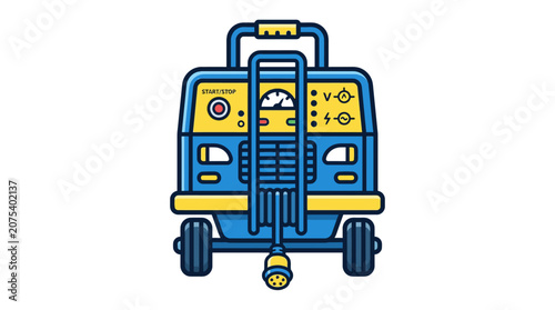 Portable Welding Machine with Wheels and Handle, Blue and Yellow Design