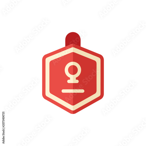 Foto Red shield icon with female symbol inside isolated on white background