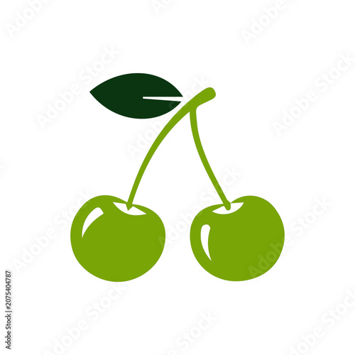 Minimal Green Cherry Icon