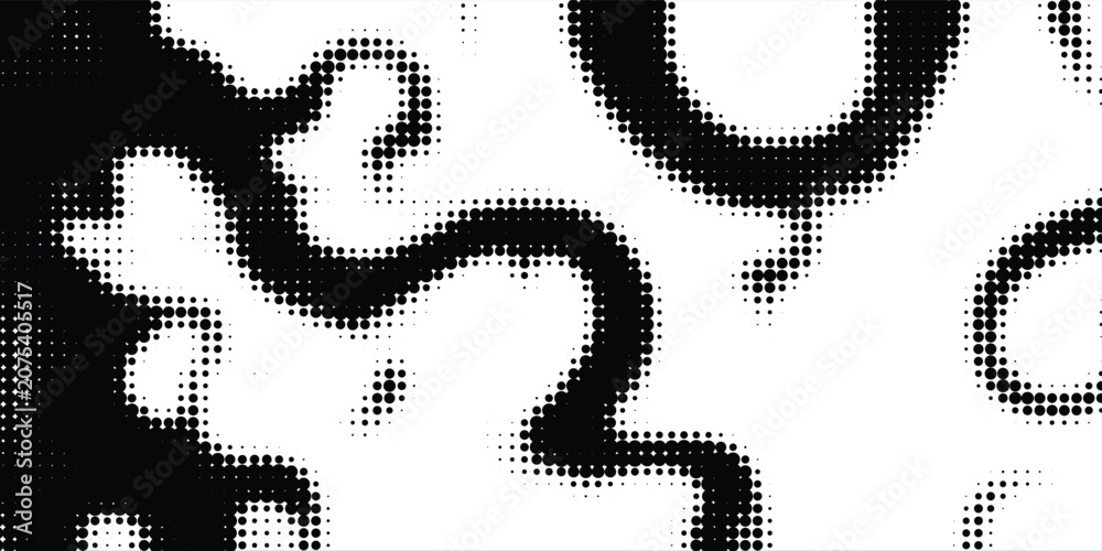 Fototapeta premium Swirling halftone pattern creates a dynamic vortex effect in black and white tones.