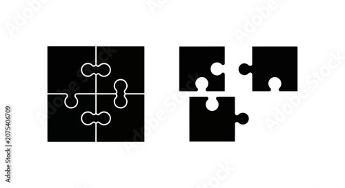 Foto Minimalist Black and White Puzzle Piece Illustration.