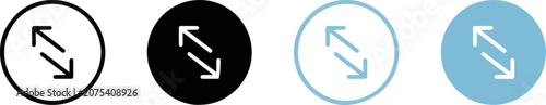 Photos Set of bidirectional arrow circular icons in diverse outline and solid graphic s