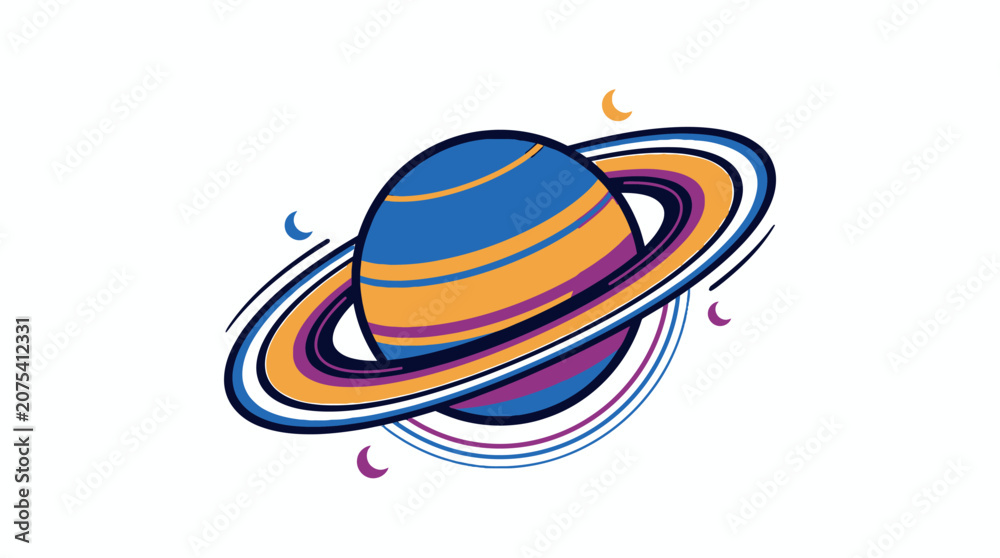 Fototapeta premium Saturn Planet with Colorful Rings.