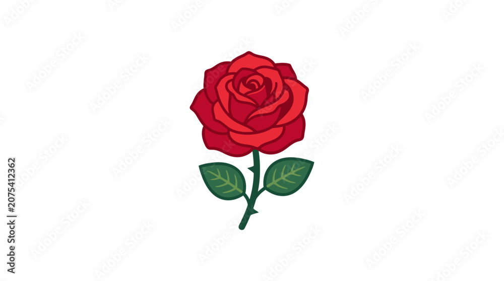 Fototapeta premium A single red rose flower stem.