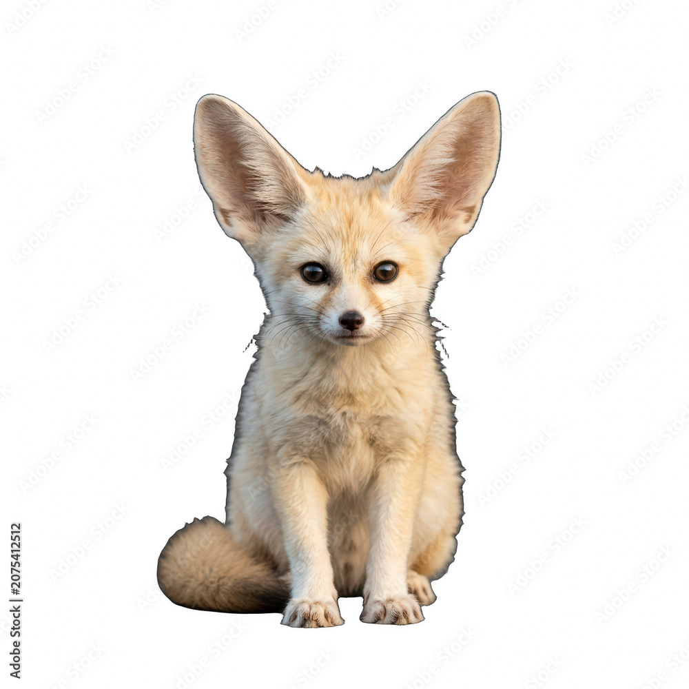 Obraz premium Cute fennec fox isolated on black background