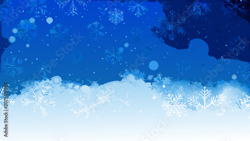 Obraz na plátně Winter Snowflake Pattern With Gradient Blue And White Background