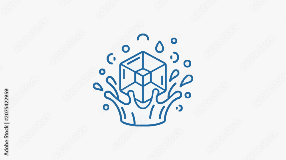 Fototapeta premium Abstract cube splashing into water illustration.