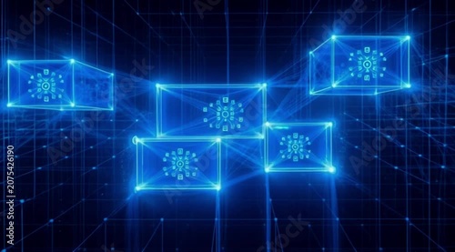 Abstract Stock Market Graph with Digital Financial Data Analytics Blue Technology Network and Business Trading Chart Background