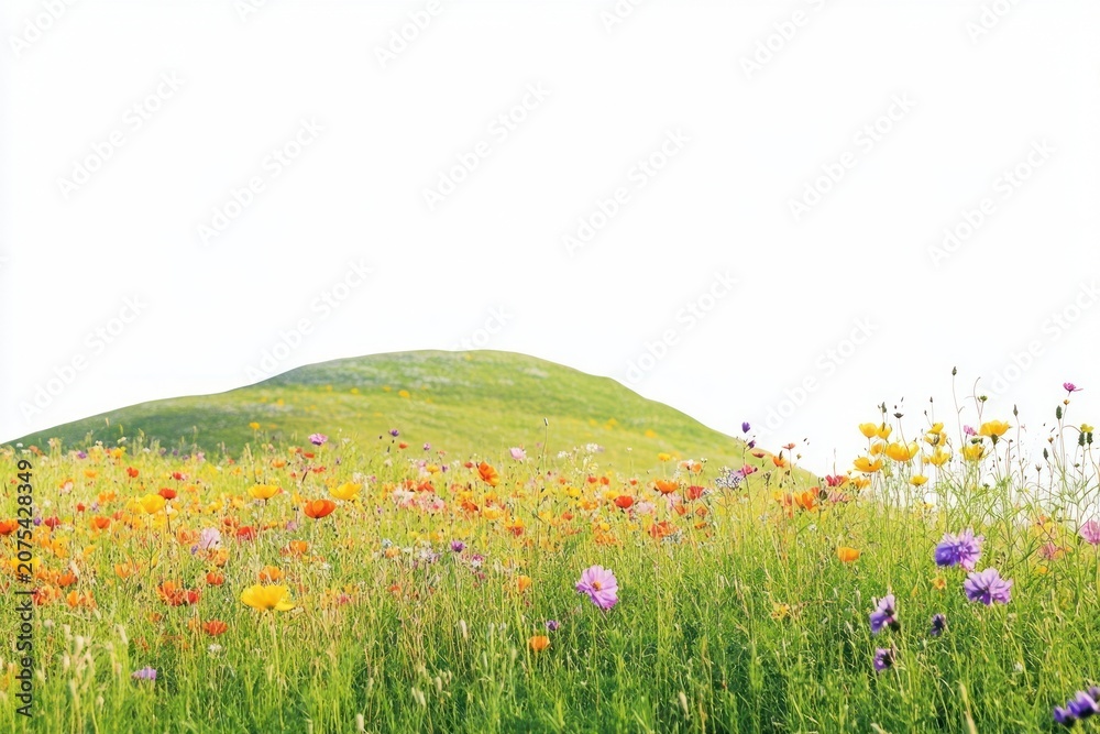 Obraz premium Flower grass fields hill colorful blossoms.