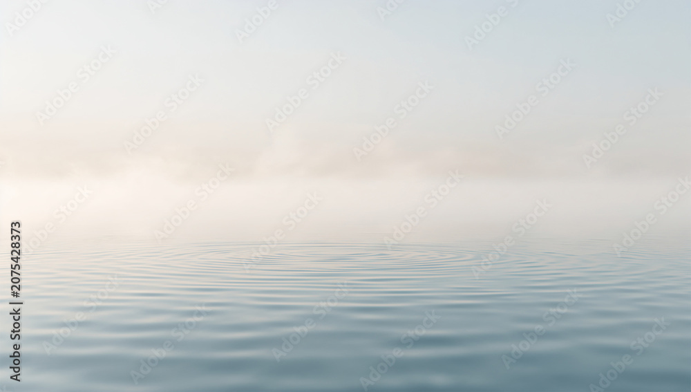 Fototapeta premium 淡い朝の光と波紋が広がる癒し向けの水面背景