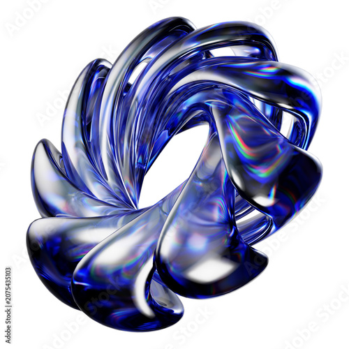 3d Render Abstract Dispersion Glass, Isolated holographic spectrum shape, Futuristic modern minimalist Y2K aesthetic, Transparent background, 3d illustration for UI or Web Design