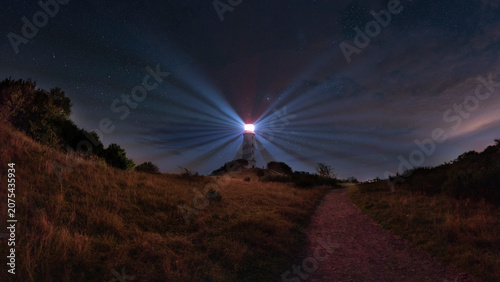 Leuchtturm Hiddensee auf dem Dornbusch, Insel Hiddensee bei Nacht