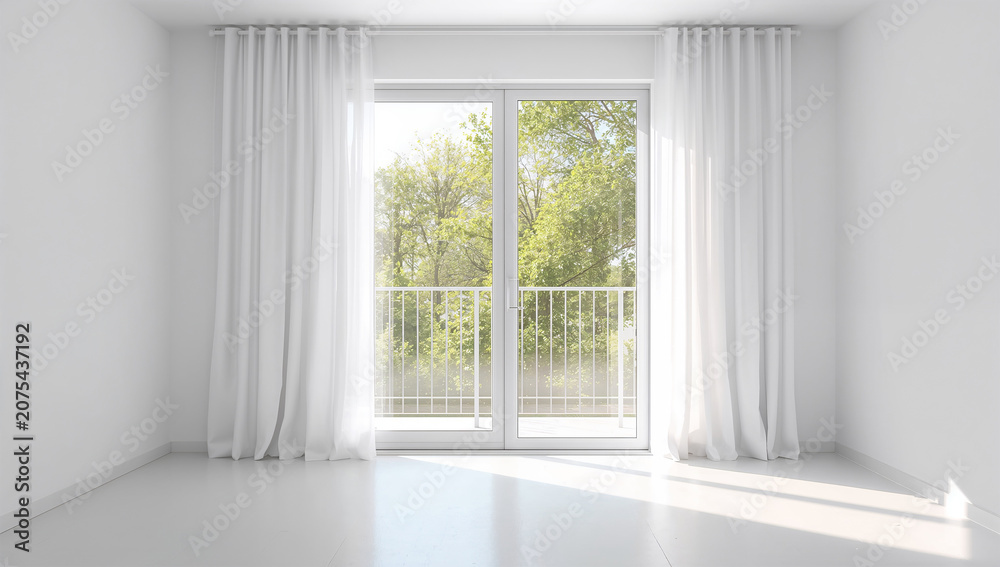Fototapeta premium 夏の窓に遮熱フィルムを使った省エネ住宅の室内