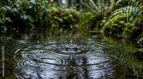 Fresh Water Droplets on Green Background with Abstract Nature Texture and Clear Rain Drop Pattern for Environmental and Natural Concept Photography