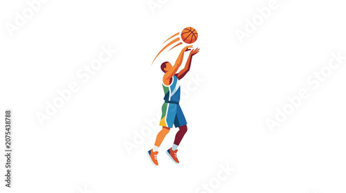 Fotografie Basketball player jumping to shoot the ball during a game.