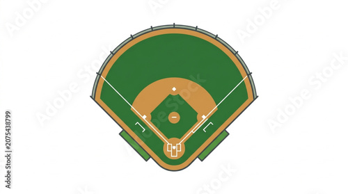Baseball Field Aerial View Diamond Infield Outfield Green Grass.