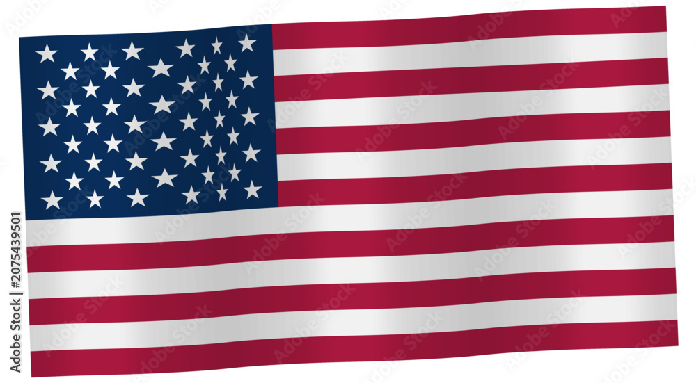 Obraz premium wind flag of Usa. wavy American flag on white background