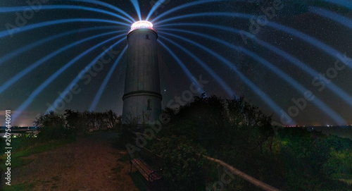 Leuchtturm Hiddensee auf dem Dornbusch, Insel Hiddensee bei Nacht