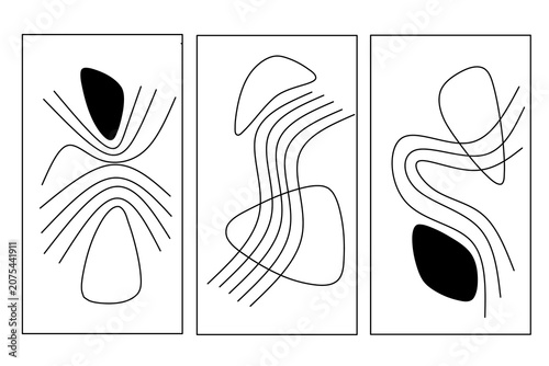 Abstract Line Wall Art Set. Modern Abstract Line Poster Collection. Geometric Abstract Printable Vector Set