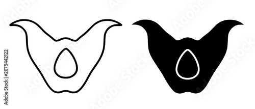 Tableau sur toile Food icon, minimalist illustration of water caltrop in outline and silhouette de
