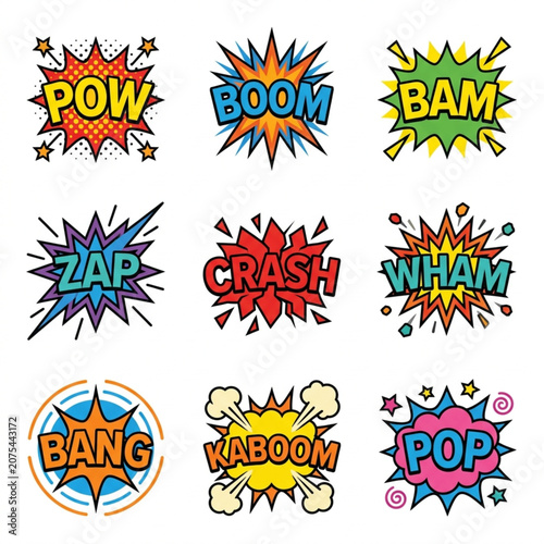 Collection of Comic Book Sound Effect Words.