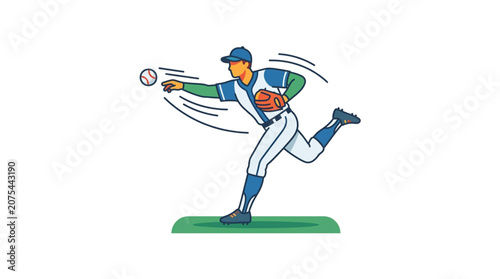 Baseball pitcher throwing a fast ball during a game.
