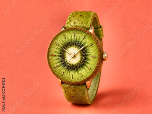 Kiwi fruit wristwatch creative concept
