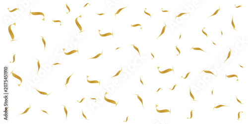  Gold confetti, ribbons. Falling glitter. Bokeh background. Abstract golden anniversary invitation template. Wedding concept card. Flying abstract particles. Explosion celebrate card.