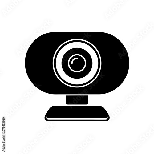 Black webcam icon for digital communication Vector