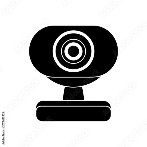 Black webcam icon for computer video chat Vector
