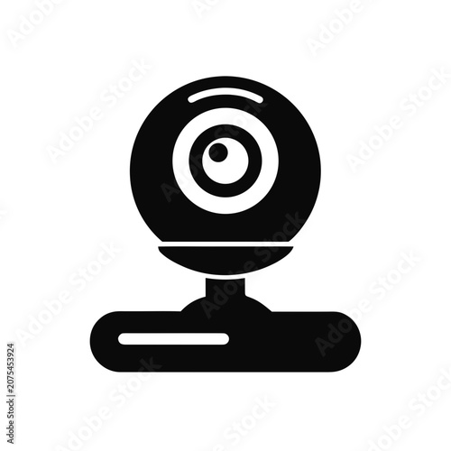 Black webcam icon for video communication Vector