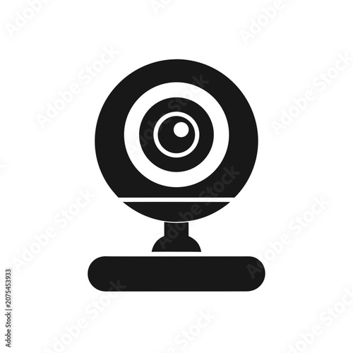 Black webcam icon for digital video chat Vector