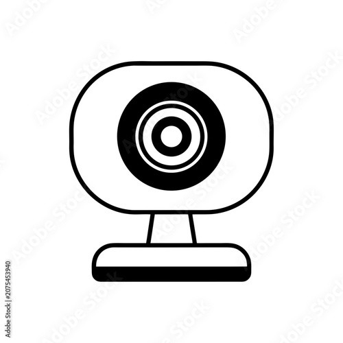 Black and white webcam icon for computer Vector