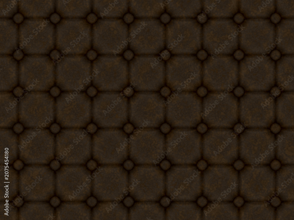 Fototapeta premium Brown Tufted Leather Upholstery Seamless Chesterfield Texture Background