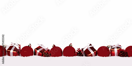 Obraz na plátně Red Gift Boxes And Ornaments Against White Background