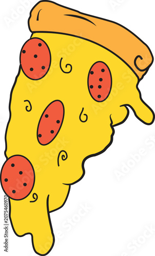 A delicious pepperoni pizza slice with melting cheese Vector Art 