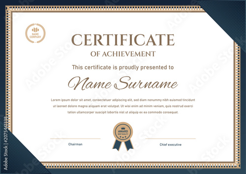 Professional Certificate of Appreciation Diploma Design in Corporate Navy Blue