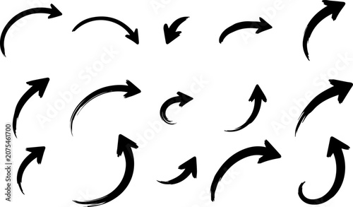 Foto Black curved arrows set showing different directions