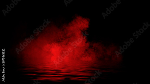 View mystic smoke on the floor. Paranormal fog isolated on black background. Design element.