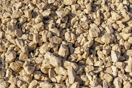 Crushed limestone gravel texture background for construction industry